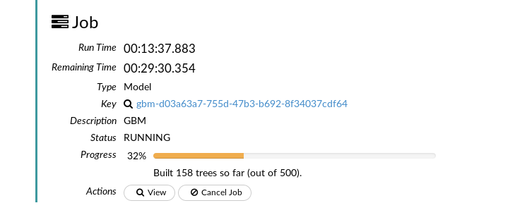 H2o Flow gradient boosting job