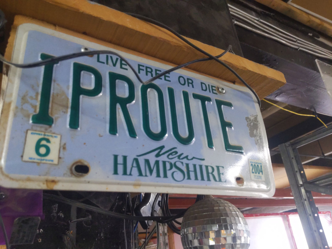 A New Hampshire 'IPROUTE' vanity license plate