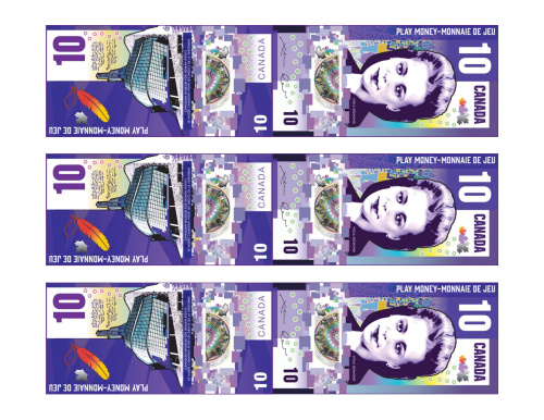 Three Canadian 10$ bills