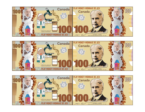 Three Canadian 100$ bills