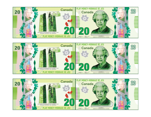 Three Canadian 20$ bills