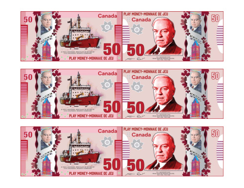 Three Canadian 50$ bills